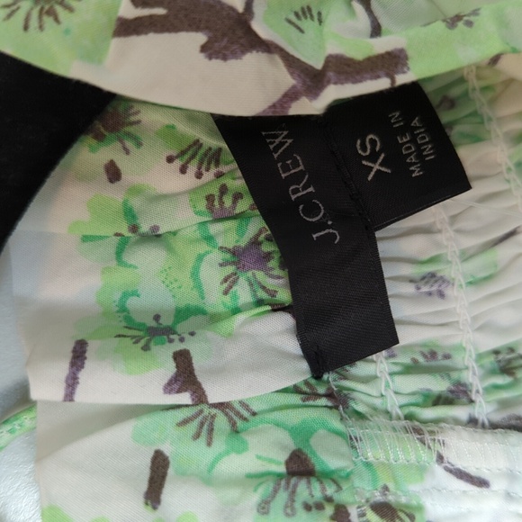 J. Crew Smocked Neck Puff Sleeve Lime Cherry Blossoms Shirt XS - Picture 7 of 9